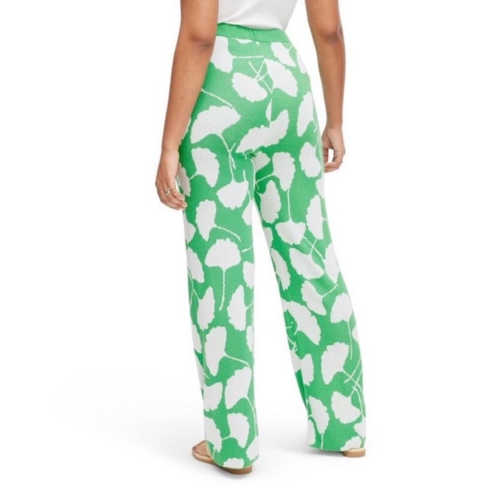 Diane Von Furstenberg Target High Waisted Ginkgo Green Flare Knit Pants Size XL - Picture 2 of 5